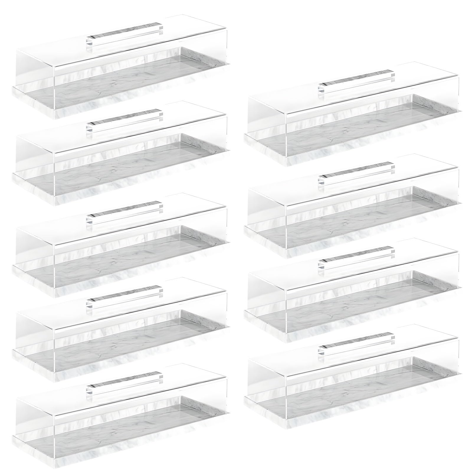 Nucelit Of 9 Rectangle Acrylic Cake Trays Featuring Protective Covers for Cupcakes and Baked Goods Display Party Dessert Stand