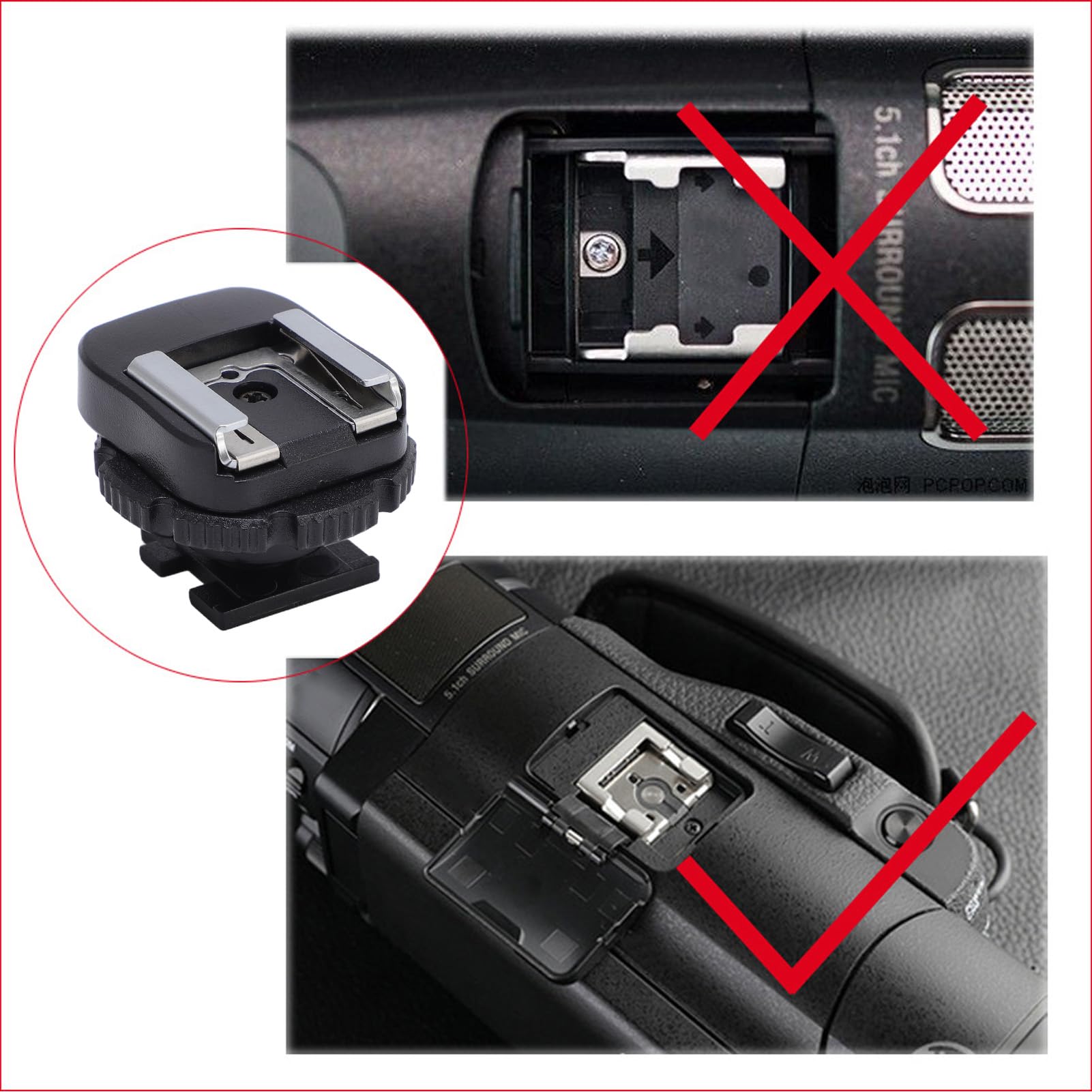 Hot Shoe Adapter, MSA MIS to Cold Shoe Converter with Metal Construction, for HDR CX900E AX100E Camcorde