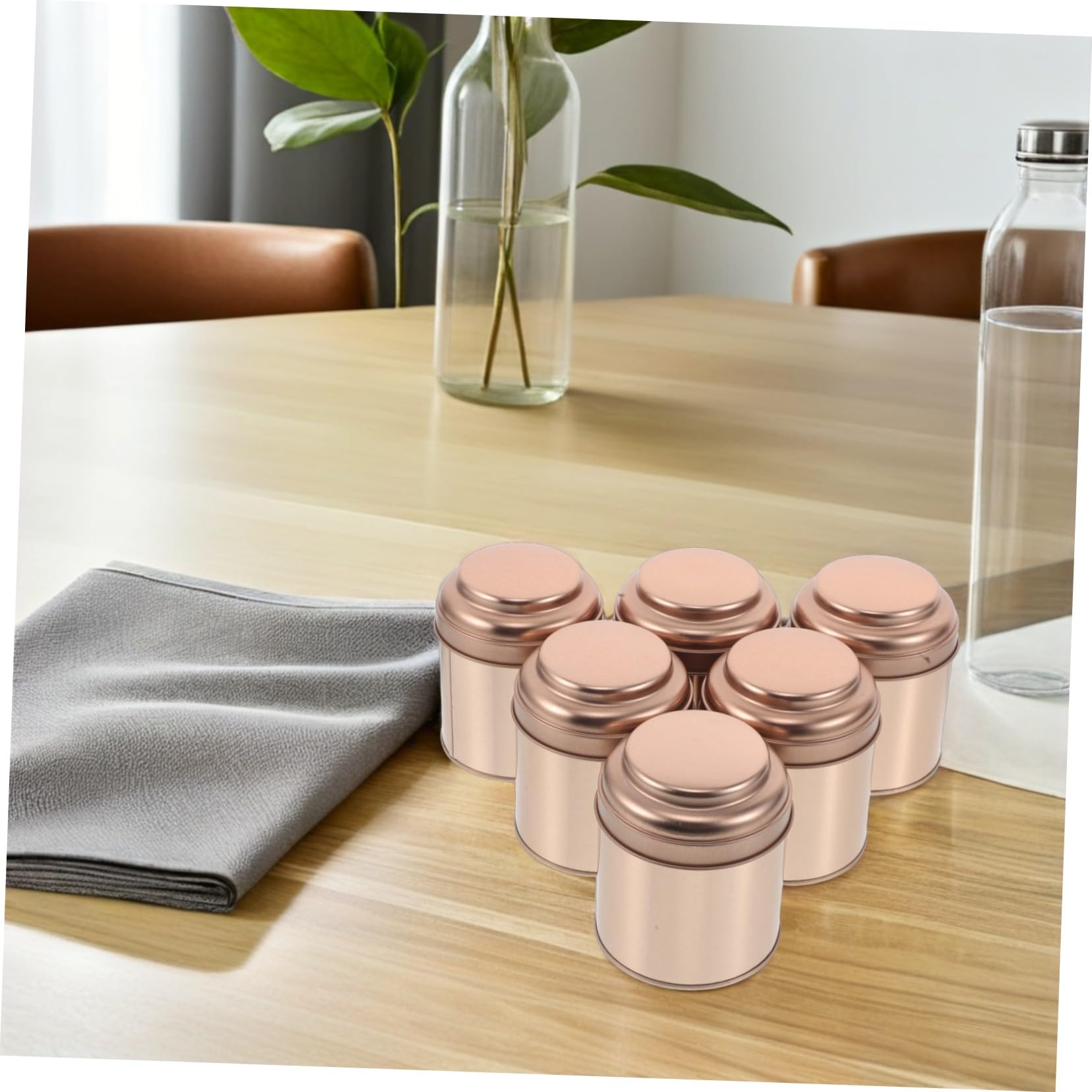 6 Stück Runde Tee-dosen mit Luftdichtem Deckel Kleine Teedose aus Robustem Weißblech Aromadichte Aufbewahrung für Losen Tee Vielseitig für Zuhause und Reisen Rosegoldfarben