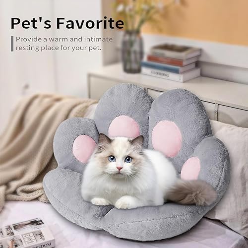 Miniatura 6 de Ditucu Cojín Kawaii de pata de gato, 31.4 x 27.5 pulgadas, lindo cojín de asiento, cómodo sofá perezoso, almohada de suelo para sillas de juegos,