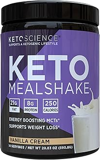 Ketogenic Meal Shake Vanilla Dietary Supplement, Keto Protein, Rich in MCTs and Protein, Packed with Collagen, Vitamins and Minerals, Keto and Paleo Friendly, Weight Loss, (14 servings), 20.49 Oz