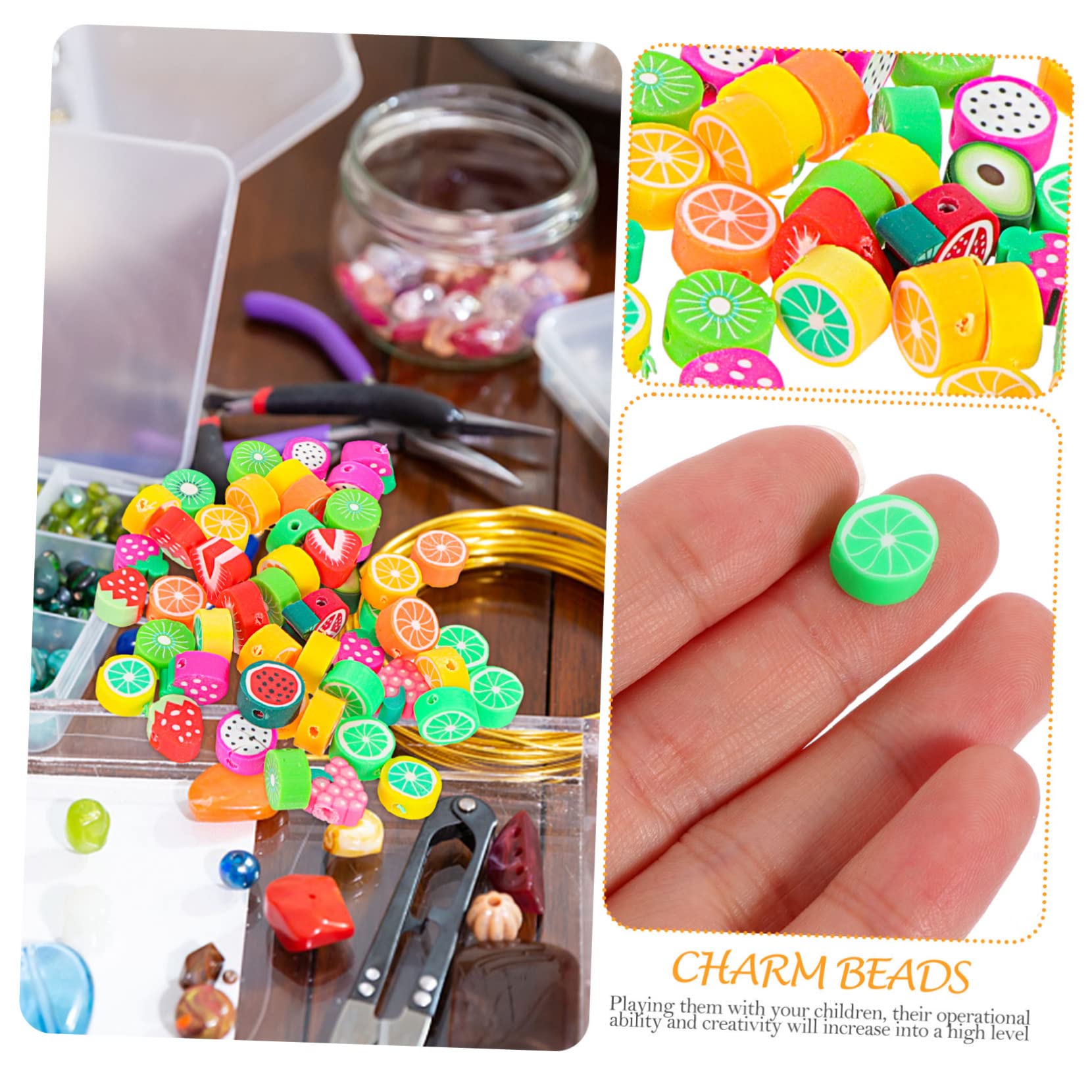 STOBOK 400stücke Polymer Clay Spacer Beads Für Schmuck Bunte Blumen Und Fruchtperlen Für Armbänder Halsketten Und Kreative Bastelprojekte Für Erwachsene
