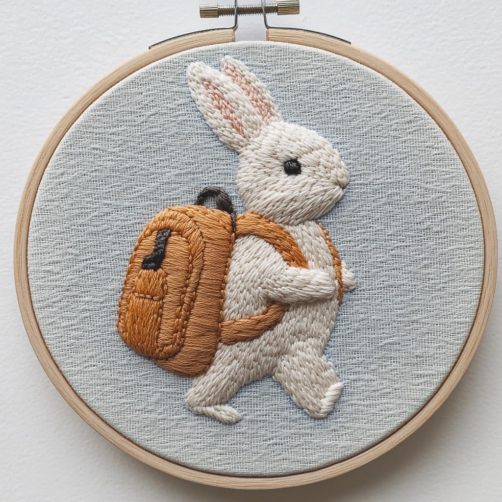 Punch Needle kit for Beginners – Fluffy Cute Bunny Embroidery Set, Punch Stitching kit for Adults, Needle Punch Kits for Adults — image 1