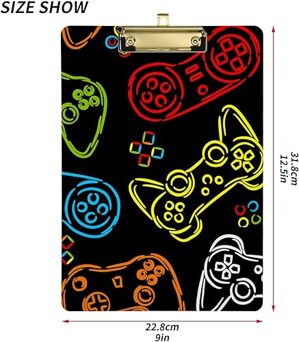 Miniatura 3 de Yasala Portapapeles acrílico Joystick controlador de videojuegos arco iris neón A4 tamaño carta tablero de clip estándar con clip de perfil bajo de