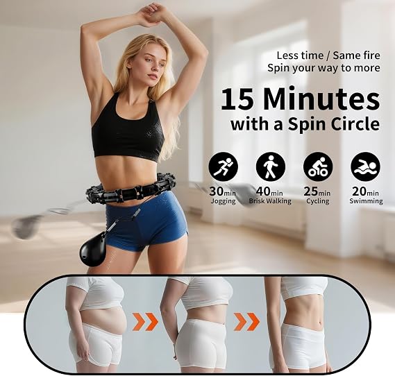 Weighted Hula Hoop, Plus Size Smart Hula Hoops for Adults, Adjustable Infinity Hoop with 360° Auto-Spinning Ball, Weight Loss Exercise Equipment for Home Office Gym