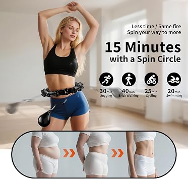 Weighted Hula Hoop, Plus Size Smart Hula Hoops for Adults, Adjustable Infinity Hoop with 360° Auto-Spinning Ball, Weight Loss Exercise Equipment for Home Office Gym