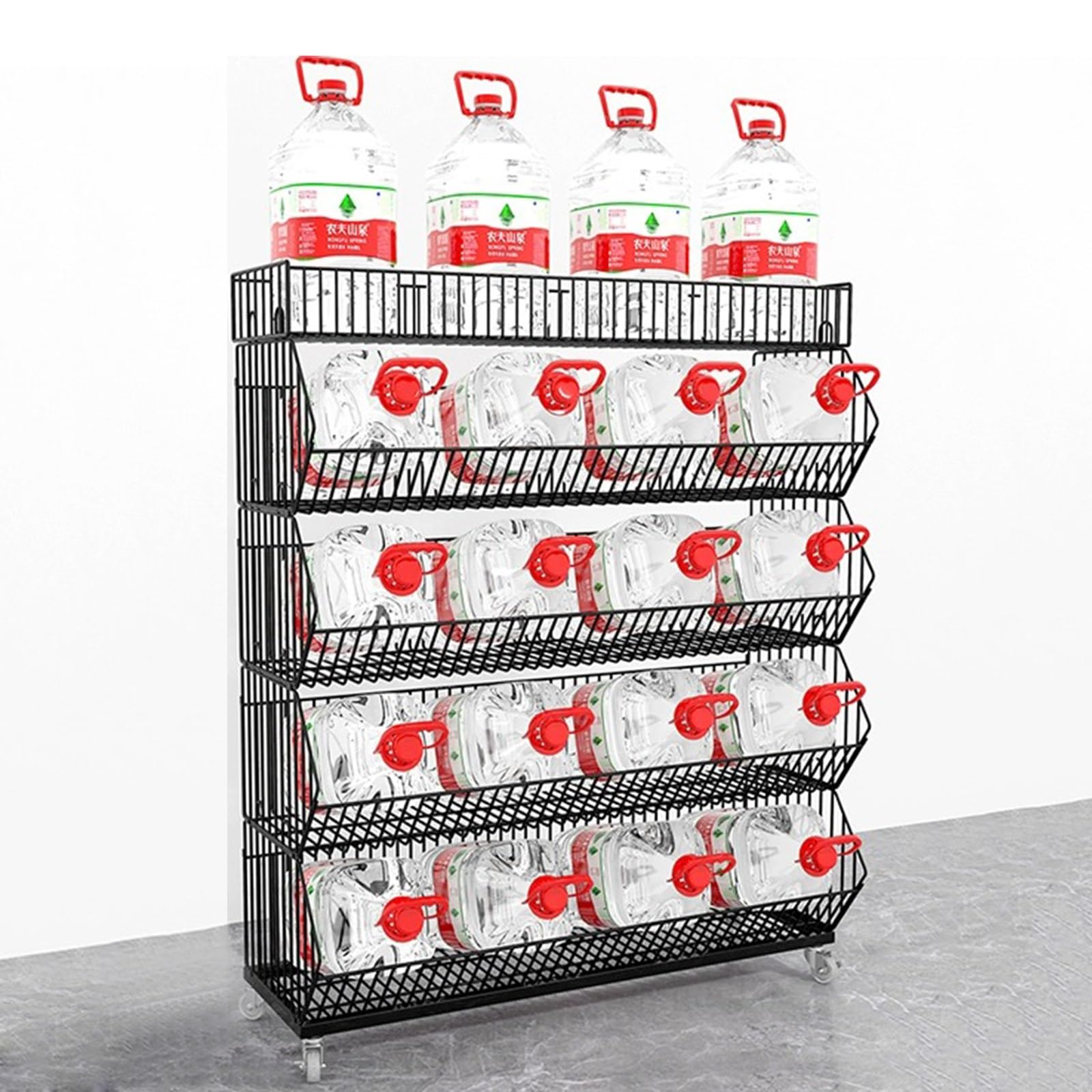 Scaffale portaoggetti in Filo Metallico con Ruote per armadietti, espositore Snack supermercati, Cucina, Garage, organizzatore Negozi al Dettaglio Commerciali