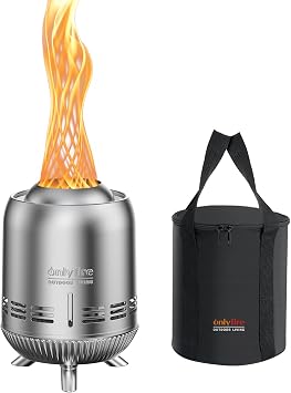 Tabletop Fire Pit Burning Woods/Pellets, Portable Small Fireplace with Storage Bag for Camping Tailgating RV Patio Backyard, Smokeless Camping Stove 9.5", FP055 Silver
