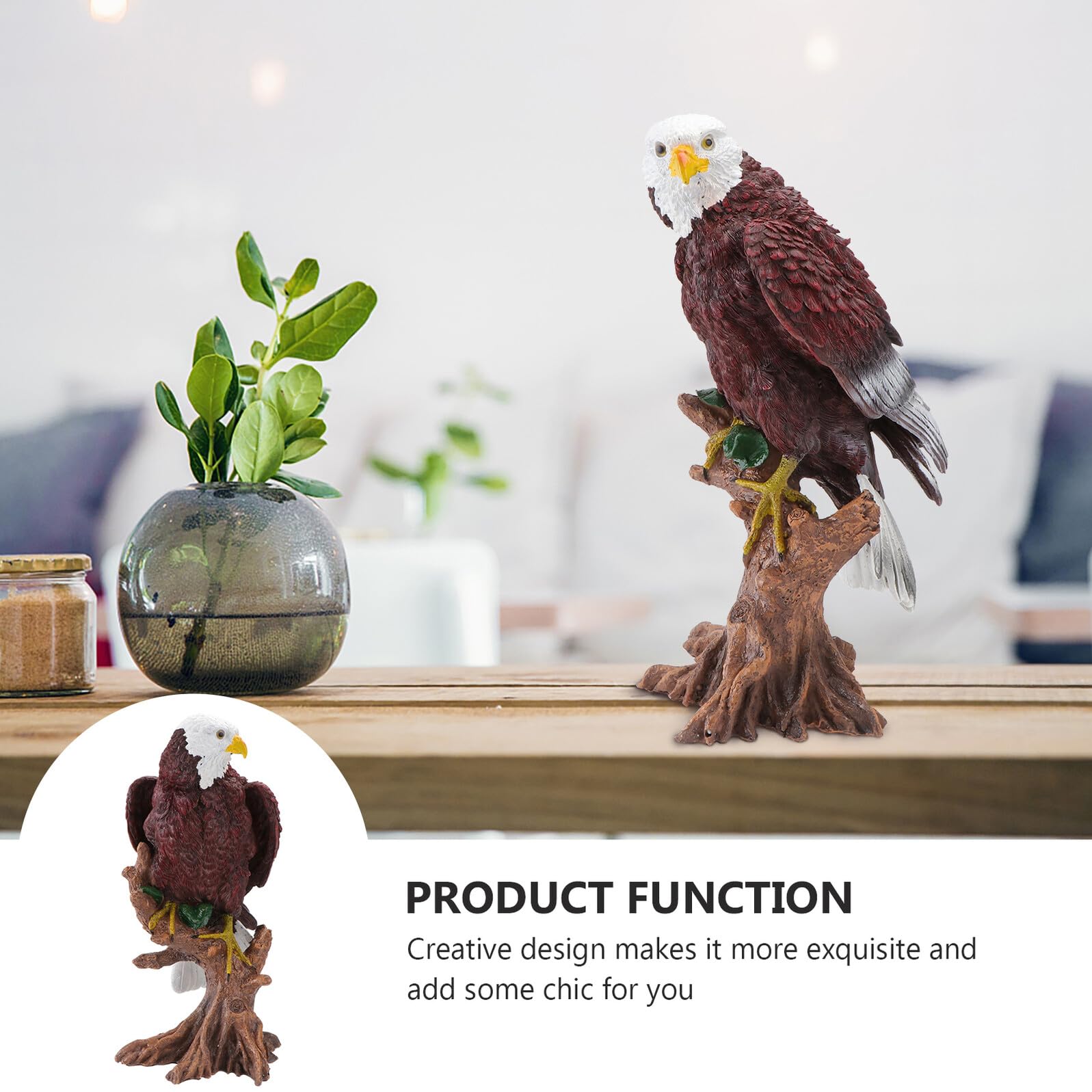 Toyvian Aquila Decorativa Ornamento Originale Marrone Scultura in Resina Riproduzione Realistica per Decorazioni Casa e Giardino per Appassionati di Giardinaggio
