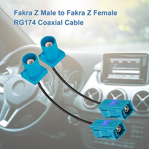 Miniatura 3 de TUOLNK Paquete de 2 6 pulgadas RF Pigtail Fakra Z hembra Jack a Fakra Z macho Cable de enchufe GPS Antena Cable coaxial RG174