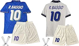 [DJ-A1wayS] ロベルト・バッジョ ユニフォーム サッカー イタリア代表 1994 ワールドカップ 背番号10 レプリカ レトロ 記念品 レジェンド 非公式 ファン衣装 上下セット 靴下付き 通気速乾 プレゼント