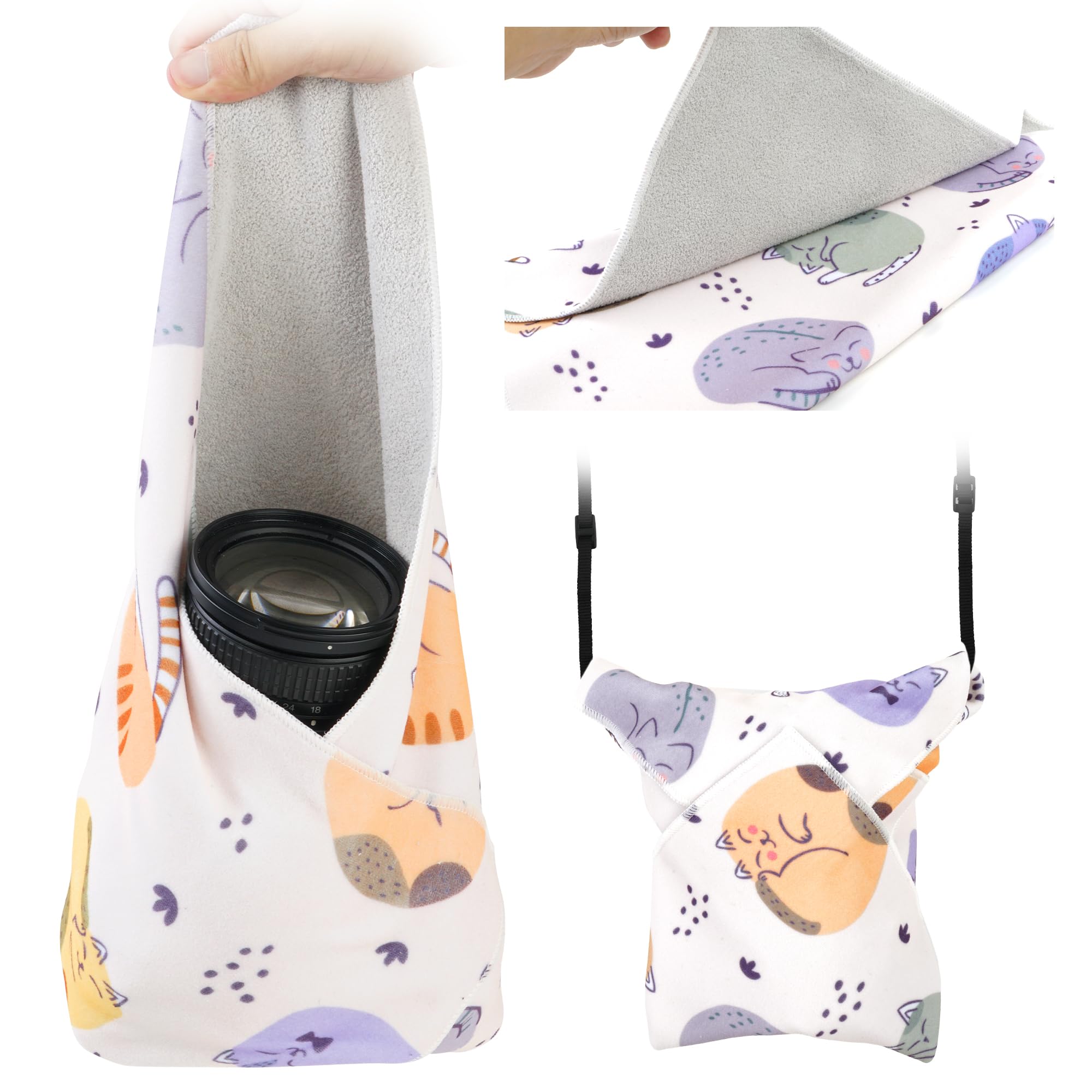 GCJUYA Camera Wrap, Protective Wrap Anti-Scratch Lens pouche, Magic Self-Adhesive Cloth, Universal Storage Cloth for DSLR, Smartphones, Laptops,