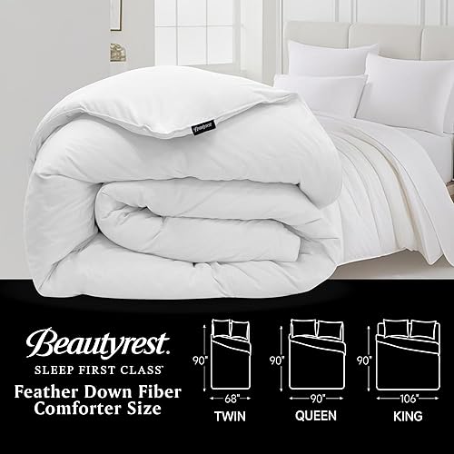 Miniatura 8 de Beautyrest Luxury Hotel Collection - Edredón de fibra de plumón de ganso blanco, ultrasuave, 100% algodón, transpirable, relleno de edredón