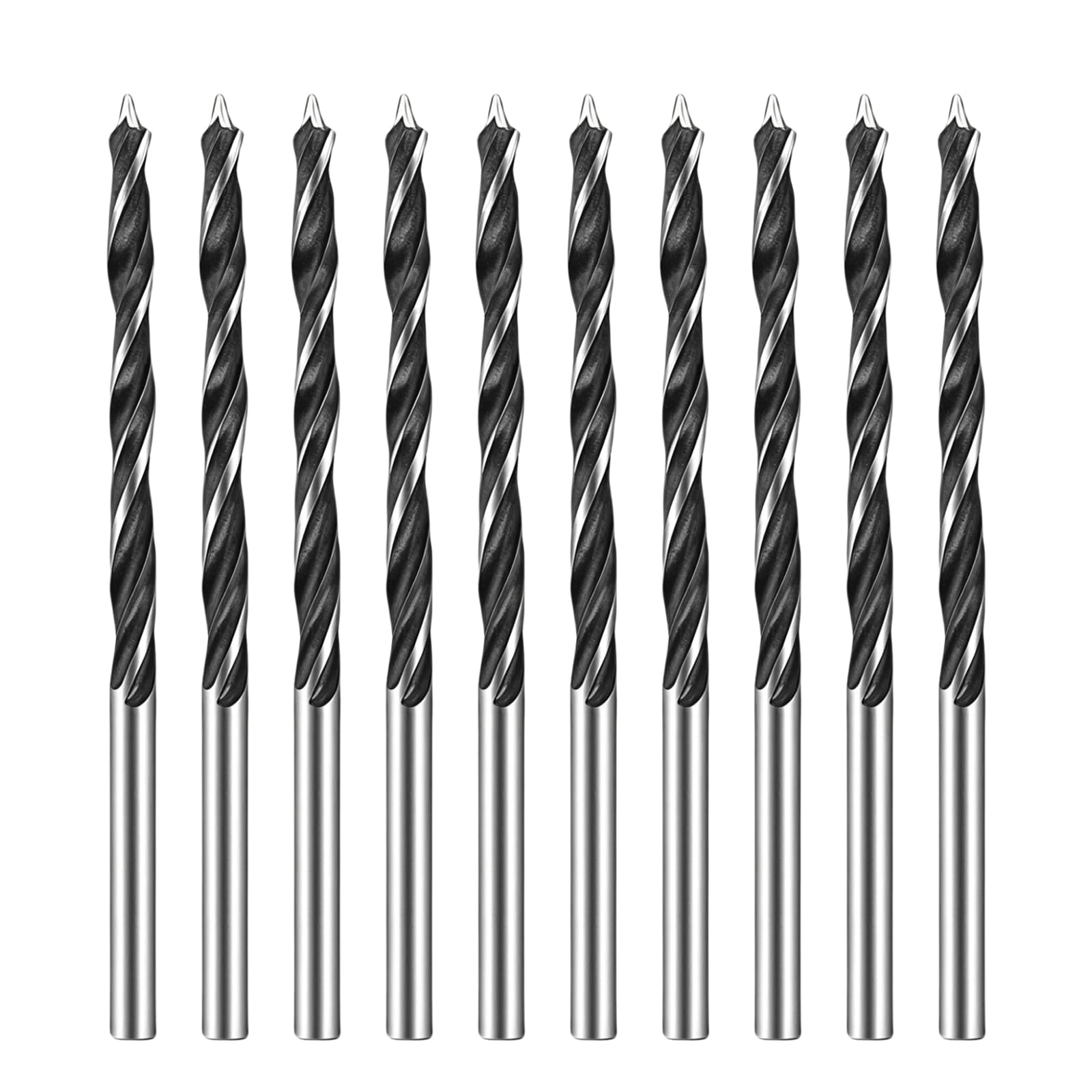 10 PCS Punte da Trapano per Legno 3mm, Punte per Legno, Set Professionale con Punta Elicoidale per Foratura Precisa di Legno, Plastica e Gomma