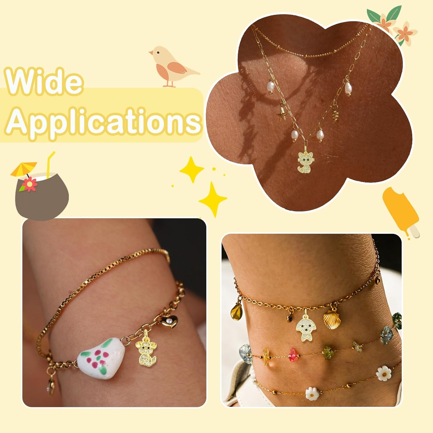 KitBeads 10Pcs 5 Styles Dog Cat Charms Brass Clear Cubic Zirconia Puppy Kitten Animal Charms for Jewelry Making Necklaces Bracelets Crafts - Image 7