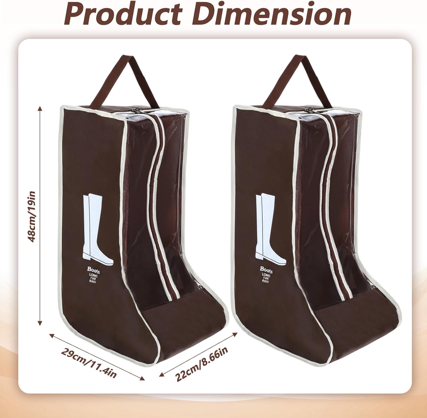 2pcs Boot Bags for Cowboy Boots Portable Boot Storage for Travel Dust Proof Boot Storage Organizer Tall Boots Shoe Cover Protector Bag - Image 2