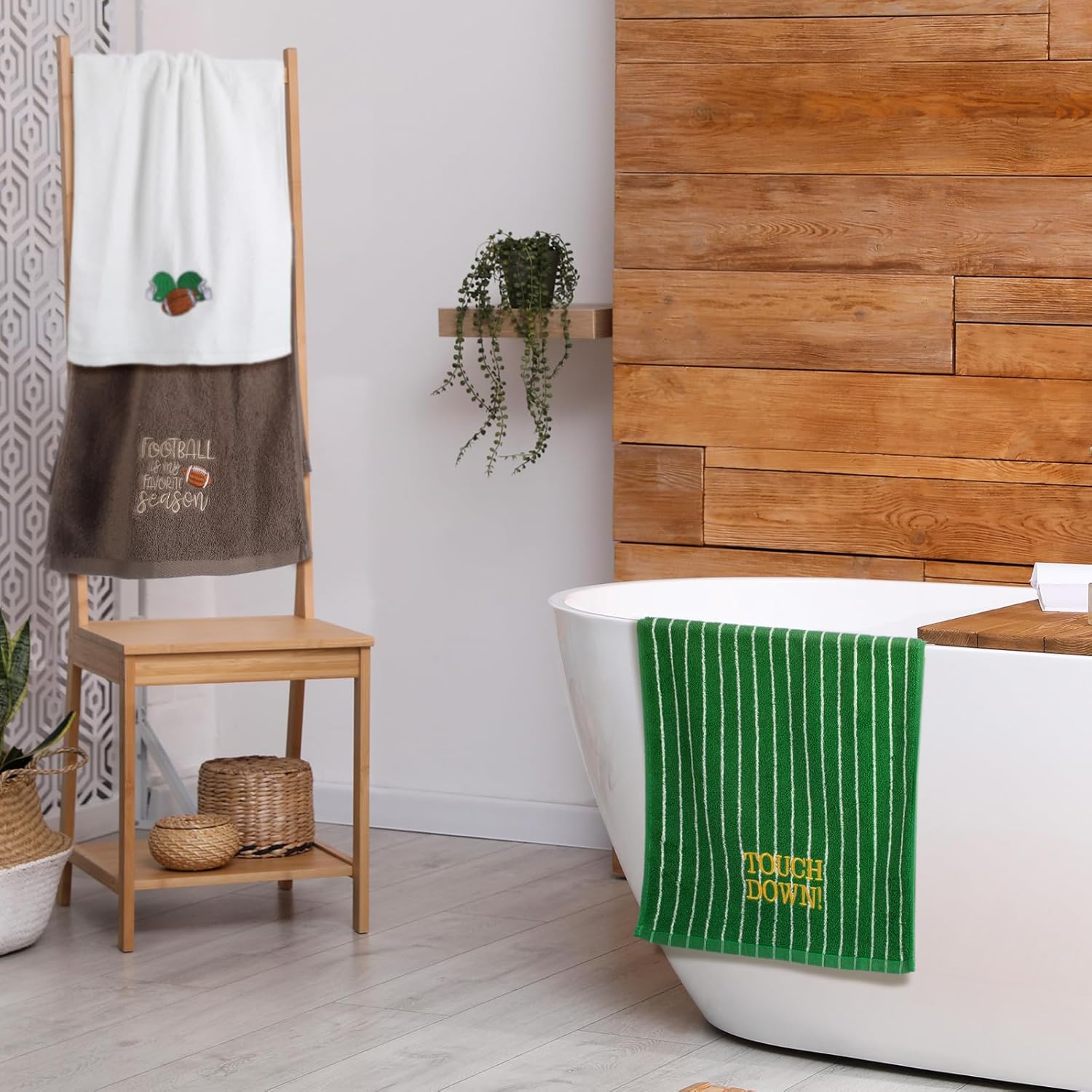 3 Pcs Football Hand Towels for Bathroom Cotton Embroidered Rodeo Kitchen Towels 13.3 x 29.5 Farmhouse Decorative Absorbent Soft Cotton Gifts for Kitchen Dish Fast Drying Housewarming - Image 5