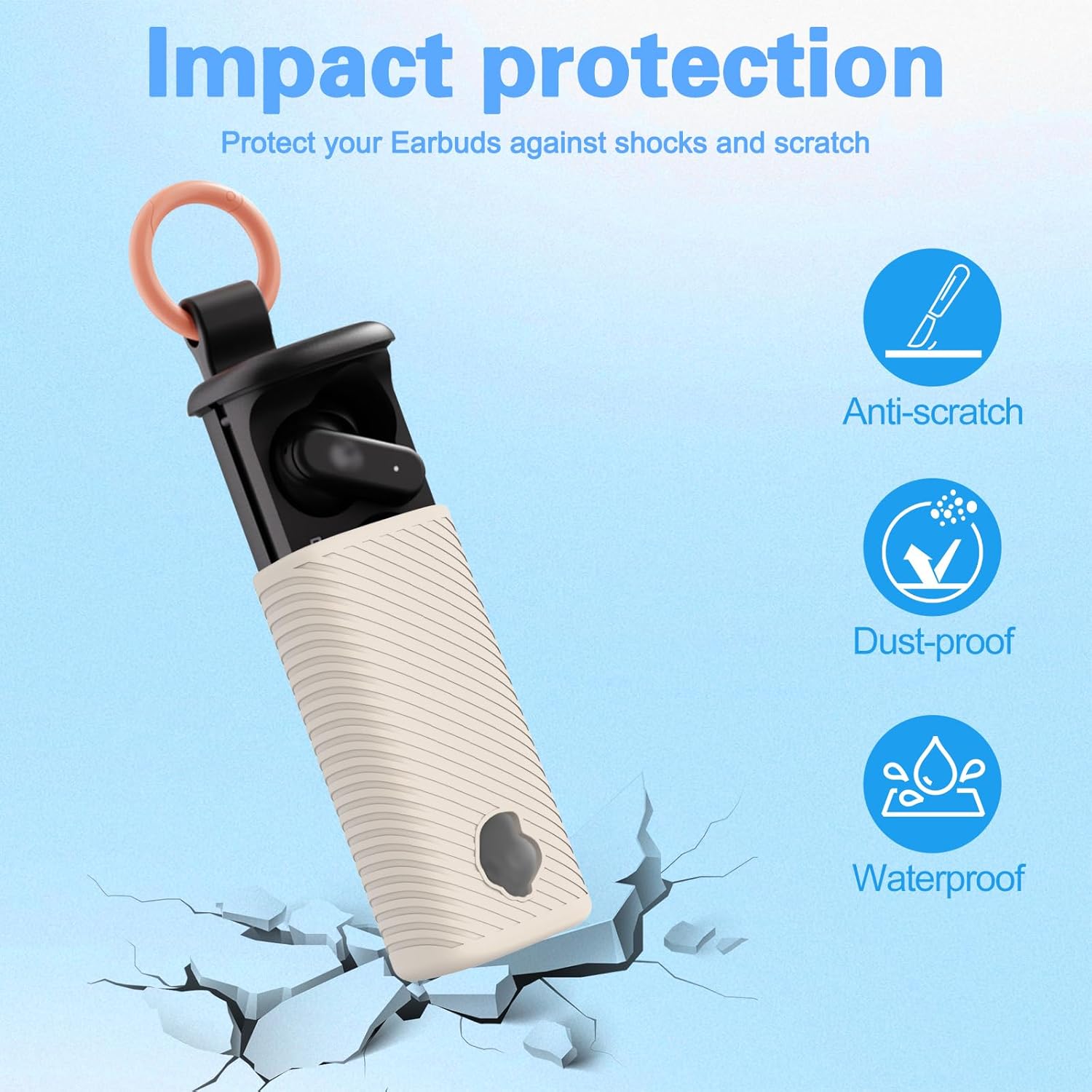 for Skullcandy Dime Evo Case Cover, Soft Silicone Protective Earbuds Case, Only Compatible with Skullcandy Dime Evo with Cleaner Kit Accessories Set(Off-White) - Image 5