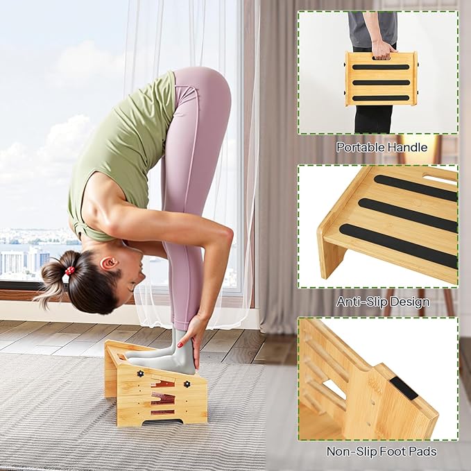 Reposapiés de Bambú HOOBRO Ajustable con 5 Alturas y Ángulos miniatura 6