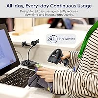 Vista 7 de Eyoyo Escáner de código de barras 2D de mano con soporte de cuello de cisne, escáner automático de código QR con cable USB, lector de código