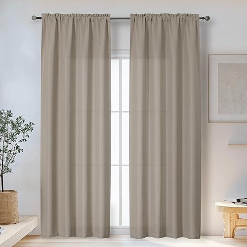 Miniatura 71 de OWENIE Bob Linen Cortinas de Lino de 96 Pulgadas Extra Largas Juego de 2 Paneles para Sala de Estar Dormitorio, Filtrado de Luz Cortinas de Ventana