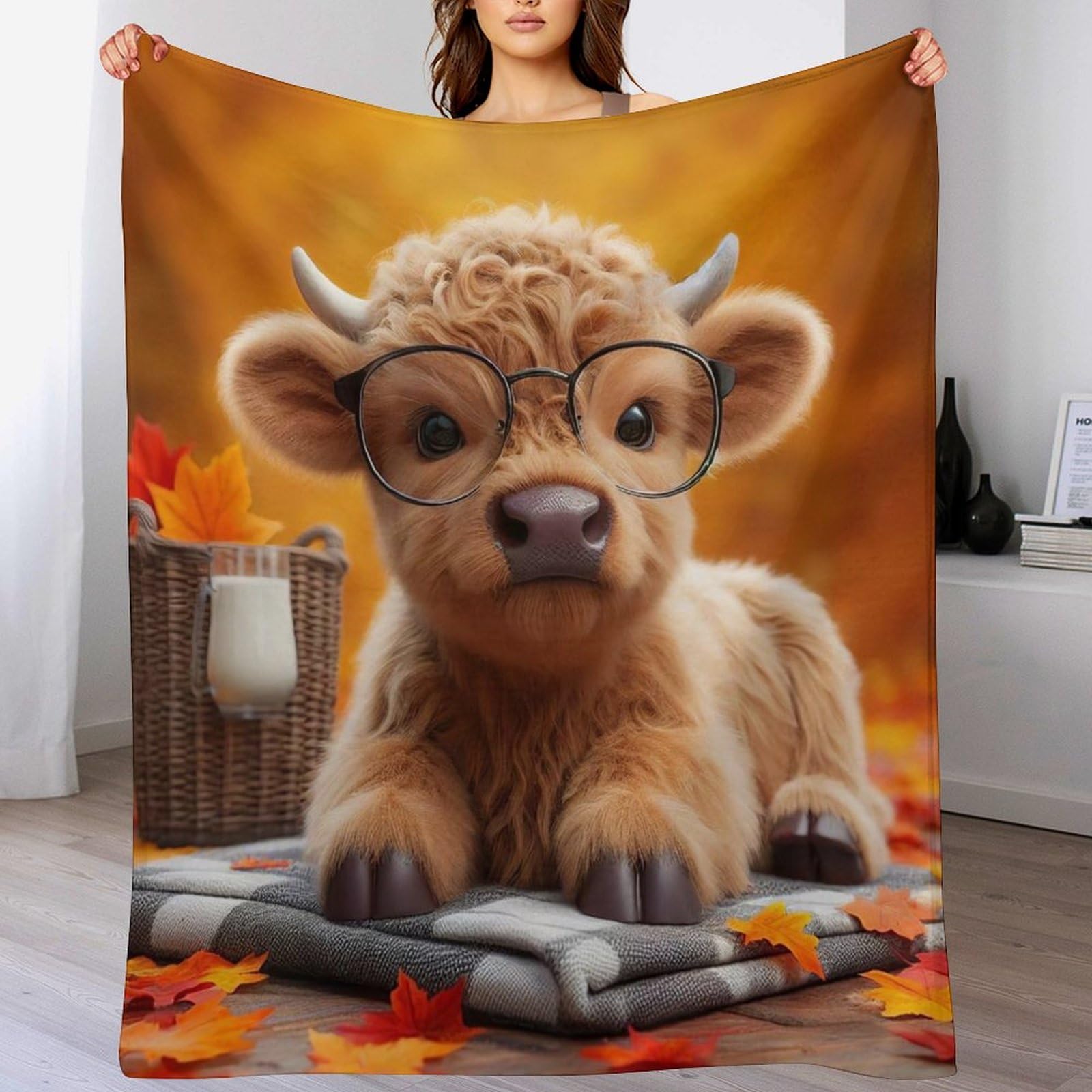 Couverture douce de lit contre le froid en flannel moelleuse motif vache mignonne