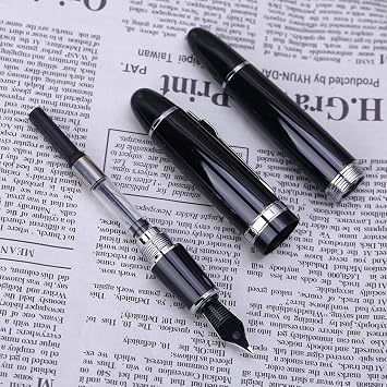 New Jinhao 159 Black and Silver Medium Nib Fountain Pen Thick Business Fountain Pen
