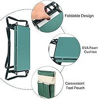 Vista 4 de Roixeeds Taburete plegable de jardín con bolsa de herramientas, almohadilla de espuma EVA, herramientas prácticas de jardín para arrodillarse