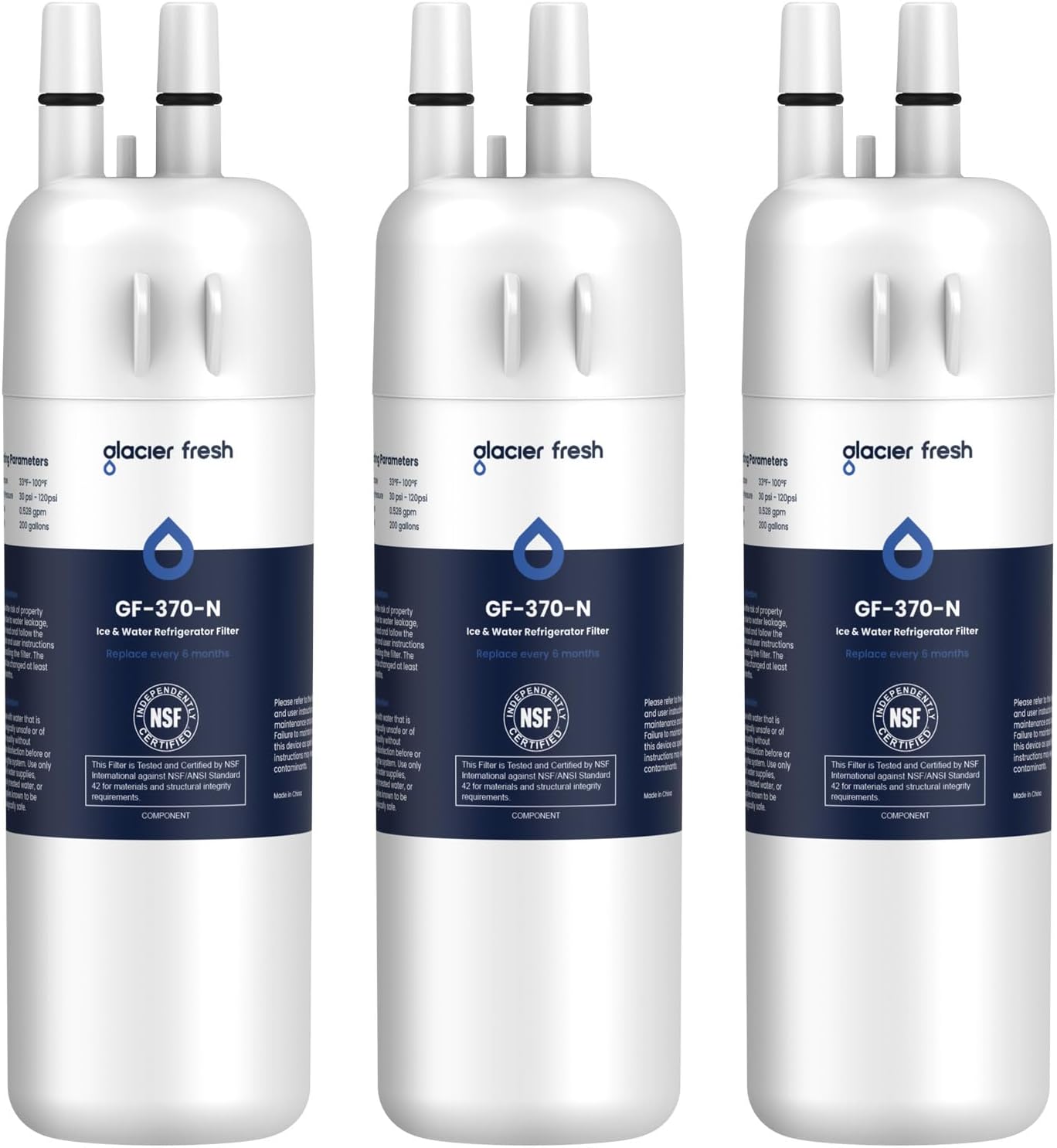GLACIER FRESH EDR1RXD1 Refrigerator Water Filter Compatible with W10295370A, EDR1RXD1, WHR1RXD1, KAD1RXD1, Filter 1, W10295370, P4RFWB, P8RFWB2L, 46-9930, 46-9081 Refrigerator Water Filter 3 Pack Standard 3 Count(Pack of 1?