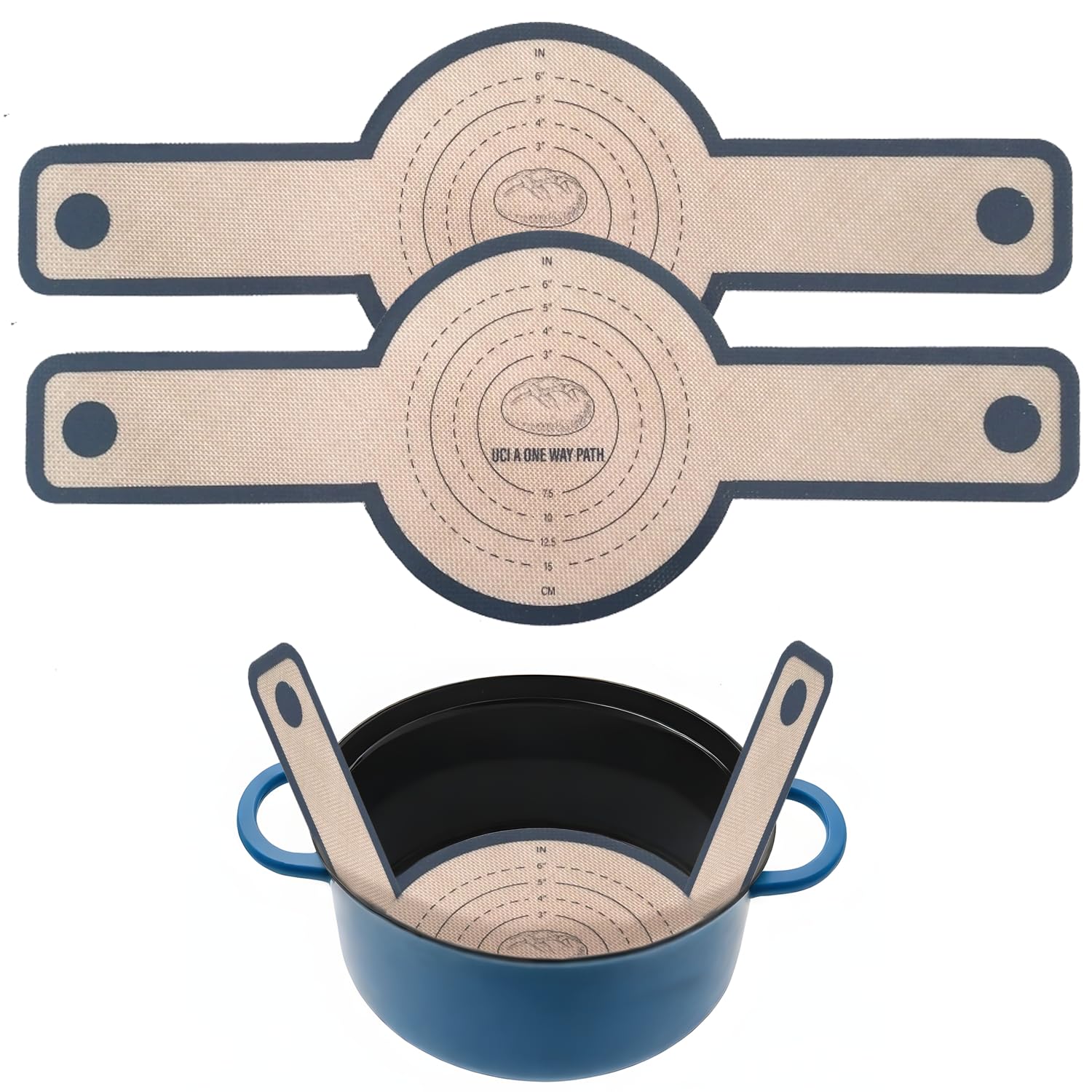 (2 PC) Silicone Bread Sling for Dutch Oven - Reusable Silicone Sourdough Baking Sling, Bread Baking Mat with Long Handles - Bread Sling Heat Resistant