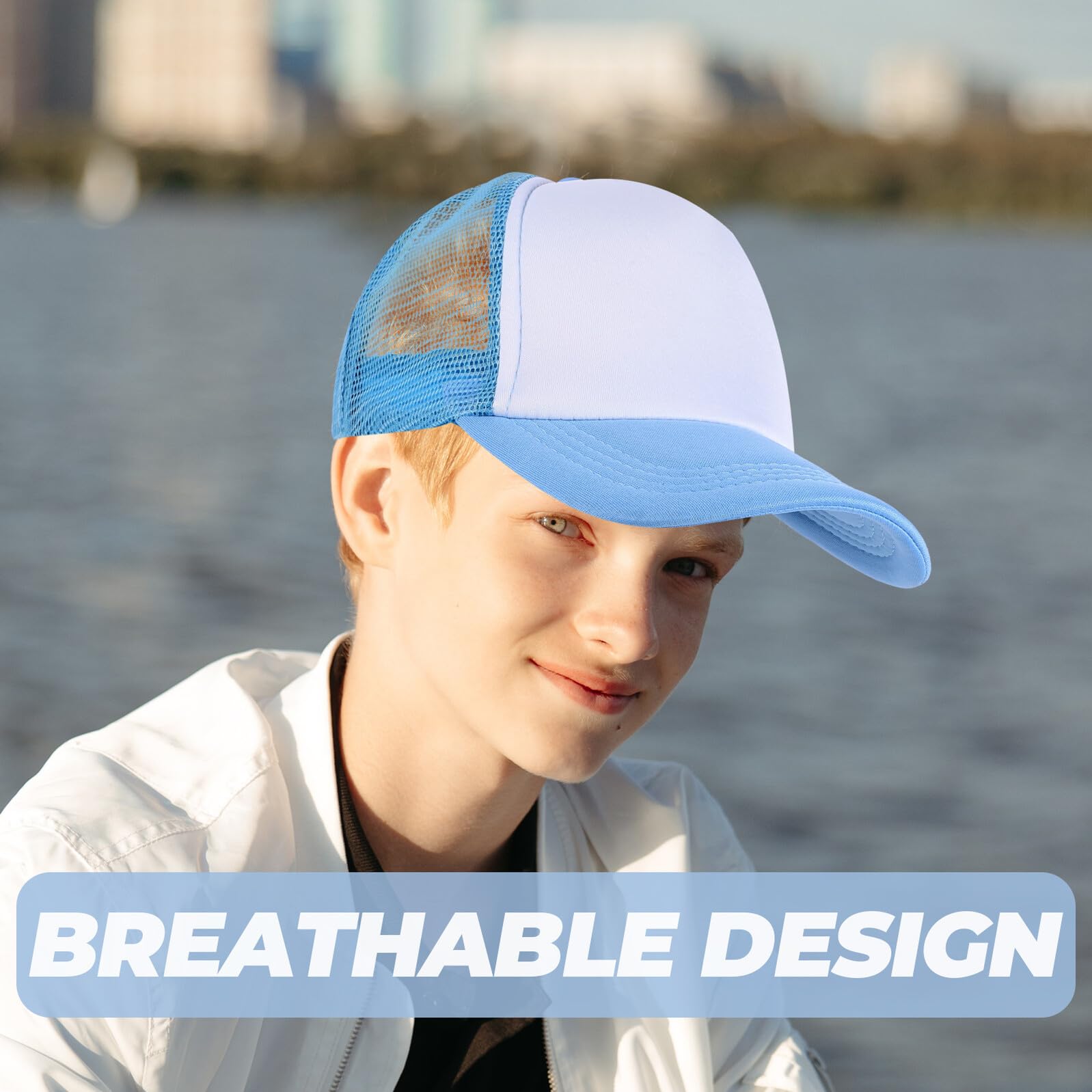 Cabilock Gorras de Béisbol de Malla en Blanco Transpirable para Sublimación 10 Transferencia de Calor DIY, Personalización Pack 10