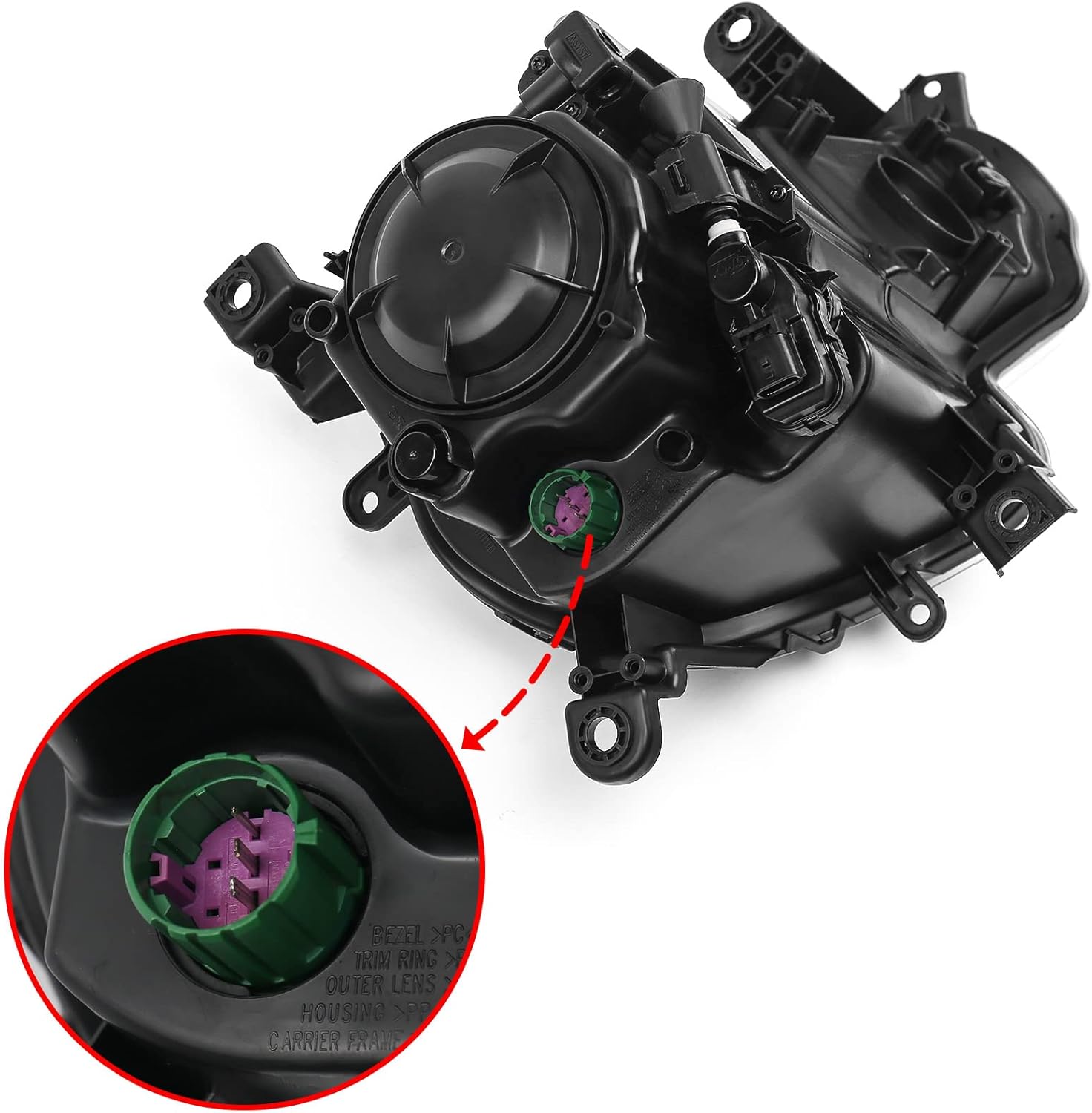 FIONE Headlight Assembly [HALOGEN MODEL] Compatible with Jeep Cherokee 2014-2018 Black Trim Headlamp Pair