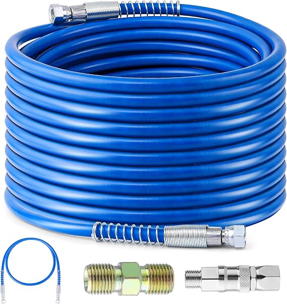 66Ft x 1/4 NPT Airless Paint Sprayer Hose, 8500PSI High Pressure Airless Paint Spray Hose with 5Ft Whip Hose & 1/4 Hose Connector & Sprayer Swivel Joint for Airless Spraying Machine