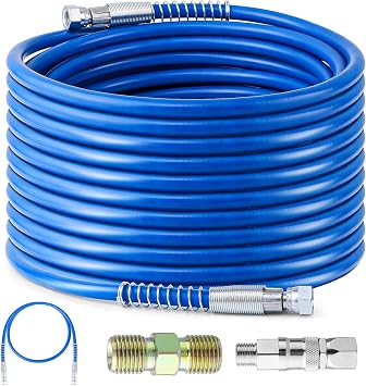 66Ft x 1/4 NPT Airless Paint Sprayer Hose, 8500PSI High Pressure Airless Paint Spray Hose with 5Ft Whip Hose & 1/4 Hose Connector & Sprayer Swivel Joint for Airless Spraying Machine