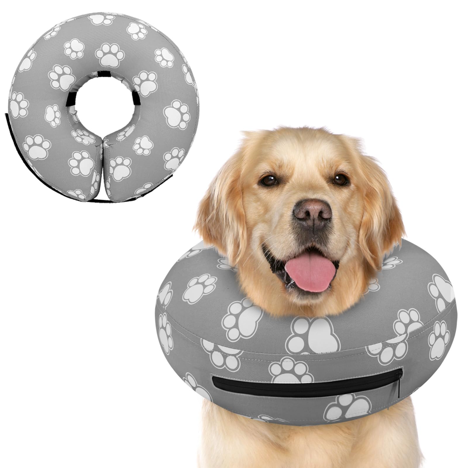 Supet Inflatable Dog Cone Collar Alternative After Surgery, Dog Neck Donut Collar Recovery E Collar for Neuter, Soft Pet Cone for Small Medium Large Dogs
