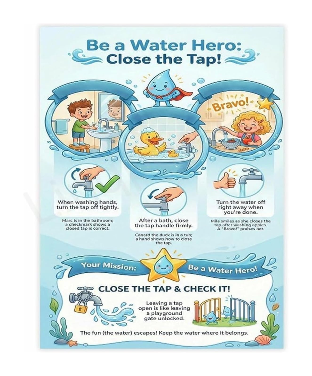 PKNVKZIDK Reduce Water Waste Educational Canvas Print for Library or Cafeteria Environmental Decor Framed,08x12inch(20x30cm)