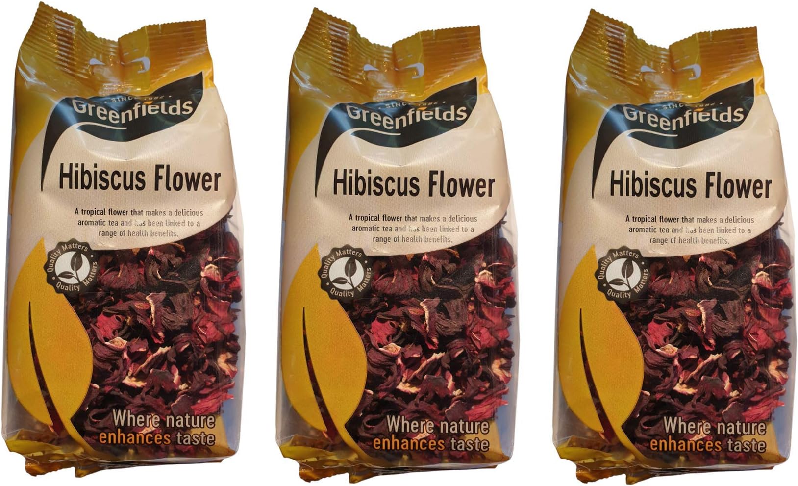 Hibiscus Flower Herbal Tea / Sorrel Tea - 3 x 65g Bags - Greenfields