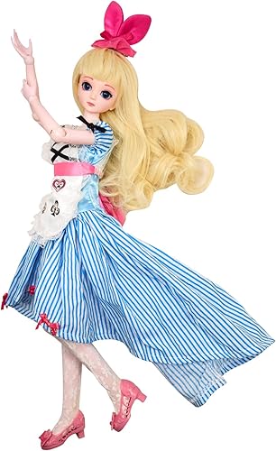 Miniatura 3 de Proudoll Muñeca BJD de 1/4 de 18 pulgadas, 18 pulgadas, articulada con bola, 18 figuras de acción, vestido de muñeca de princesa Alice + peluca +