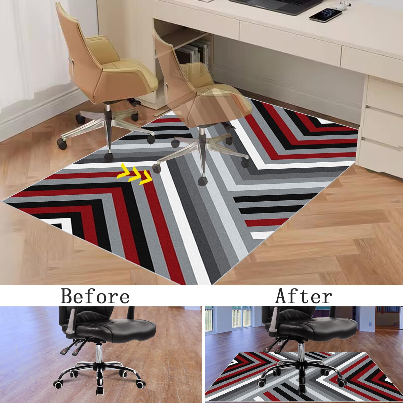 Tappetino Salvapavimento Antiscivolo, Tappeto per Sedia Ufficio per per Pavimenti in Legno Duro, Tappeto Gaming pavimento, Tappetini di Protezione per Pavimento per Parquet e Laminato 120 x 140 cm
