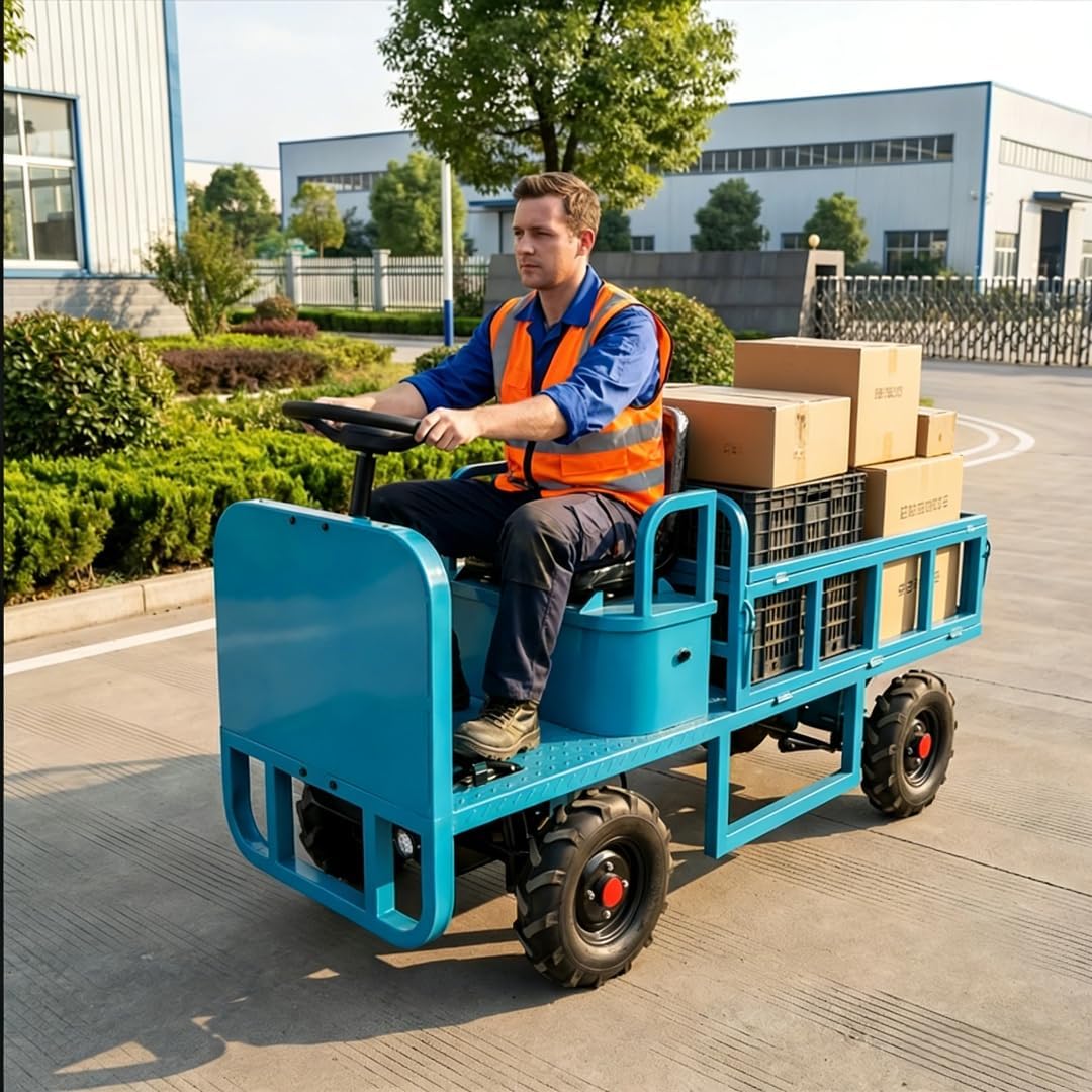 Electric Utility Cart - 1200W Lead-Acid Battery-Powered Power Wagon, 1500 lbs Load Capacity, Heavy-Duty Motorized for Garage, Farm,Yard Use,Warehouse, and Outdoor Use