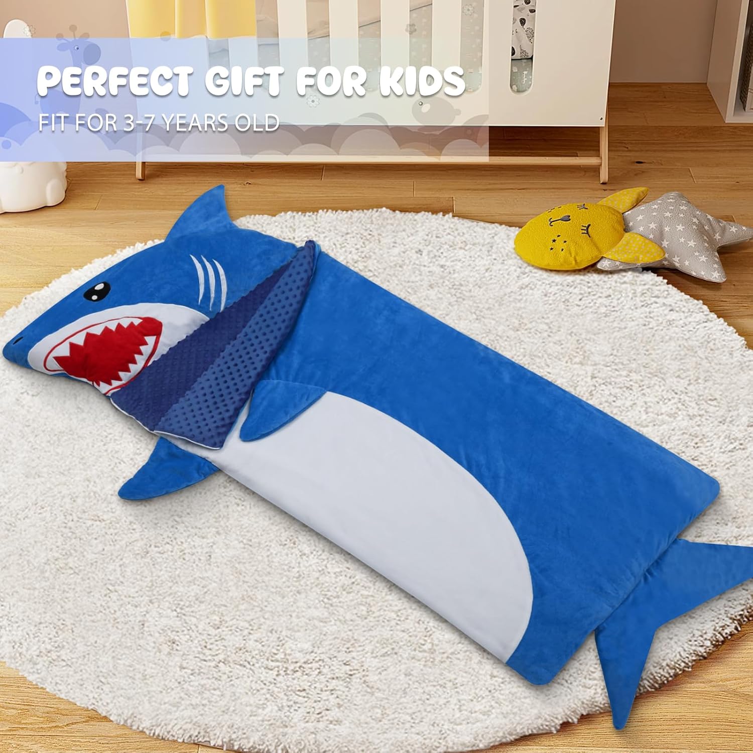 Kids Sleeping Bag Soft Plush Toddler Nap Mat with Pillow for Boys Girls Large 67 * 27.5 Inch Sleeping Mat for Daycare Preschool Kindergarten