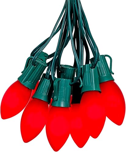 Miniatura 9 de Novelty Lights Luces de Cadena Navideñas LED Vintage C9 de 25 Pies Blanco Cálido Transparente – 25 Bombillas de Plástico Inastillables, Espaciado de