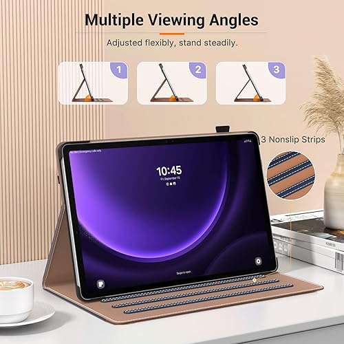 Miniatura 3 de MoKo Funda para Samsung Galaxy Tab S9 FE Plus de 12.4 pulgadas 2023 SM-X610SM-X616, piel sintética multiángulo de visión plegable con soporte para