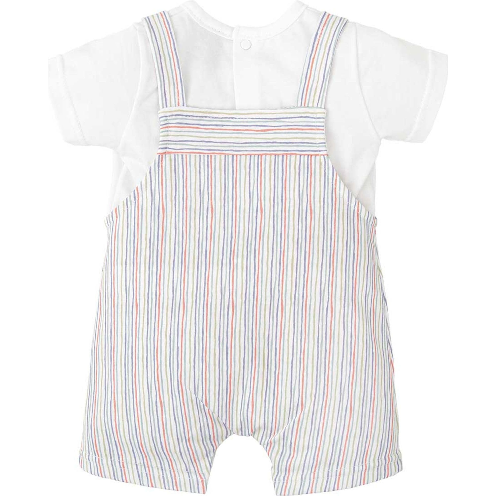 BABIDU Conjunto Bebé Con Peto Corto Y Camiseta, Estampado Rayas Multicolor Conjunto Bebé con Peto Unisex bebé