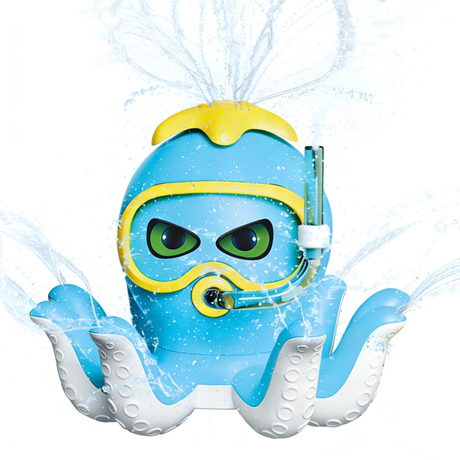 Blue Sprinkler Octopus, Children Water Game, Water Spray Octopus, Easy Installation, Fun & Playful Toys for Boys Girls Garden Beach Park Daycare Pool Party