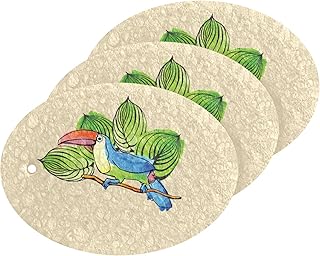 susiyo Watercolor Tucan Scrub Sponges Multi-Use Scrubbing Sponge for Cleaning Kitchen Washing Dishes & Bathroom (Set of 3)