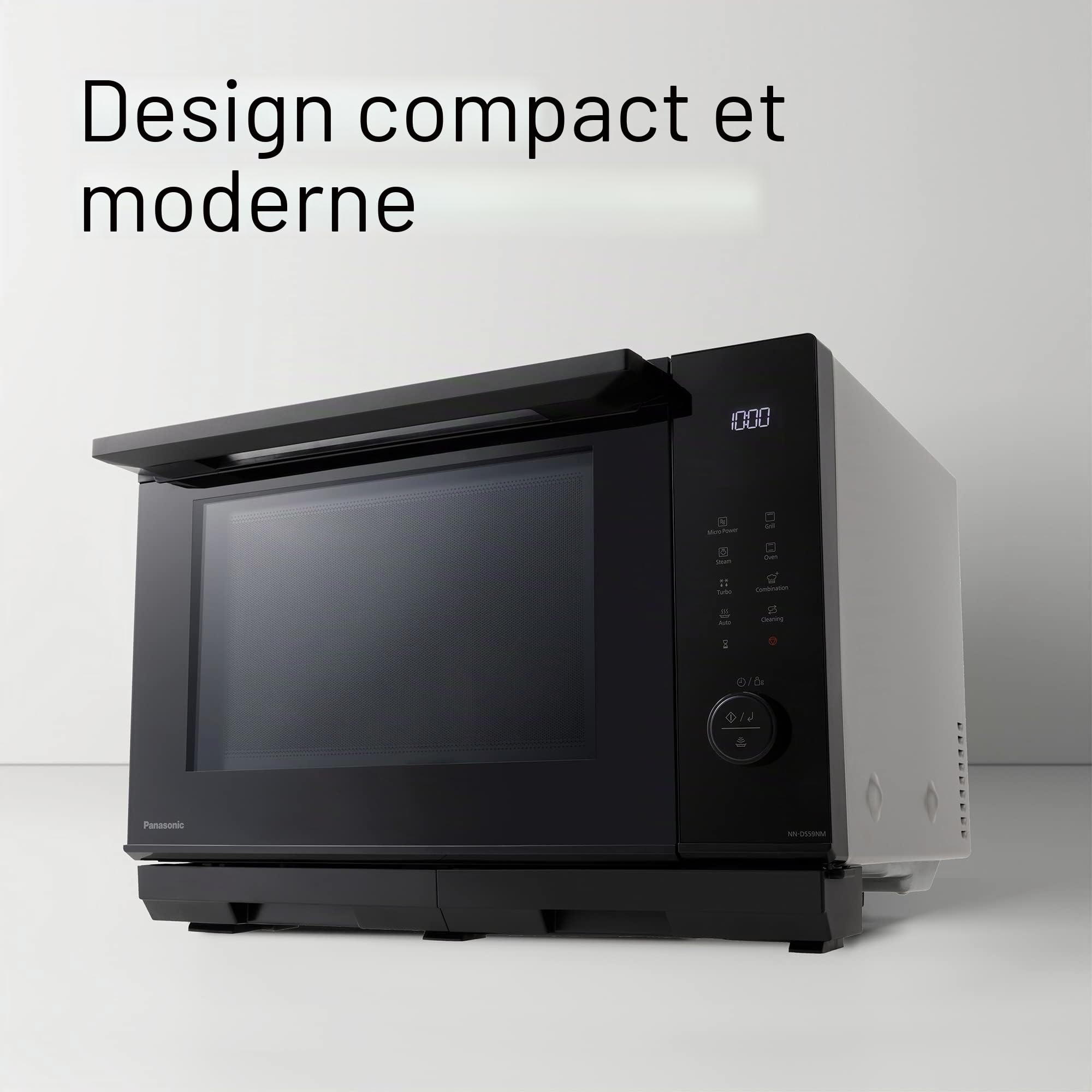 Panasonic NN-DS59NMETG Four à micro-Ondes Combiné 4-en-1 avec Gril, 27 Litres, 1000W, Cuisson à Deux niveaux, Capteur Genius, 32 Programmes Automatiques, Plateau Gril, Nettoyage Facile, Noir