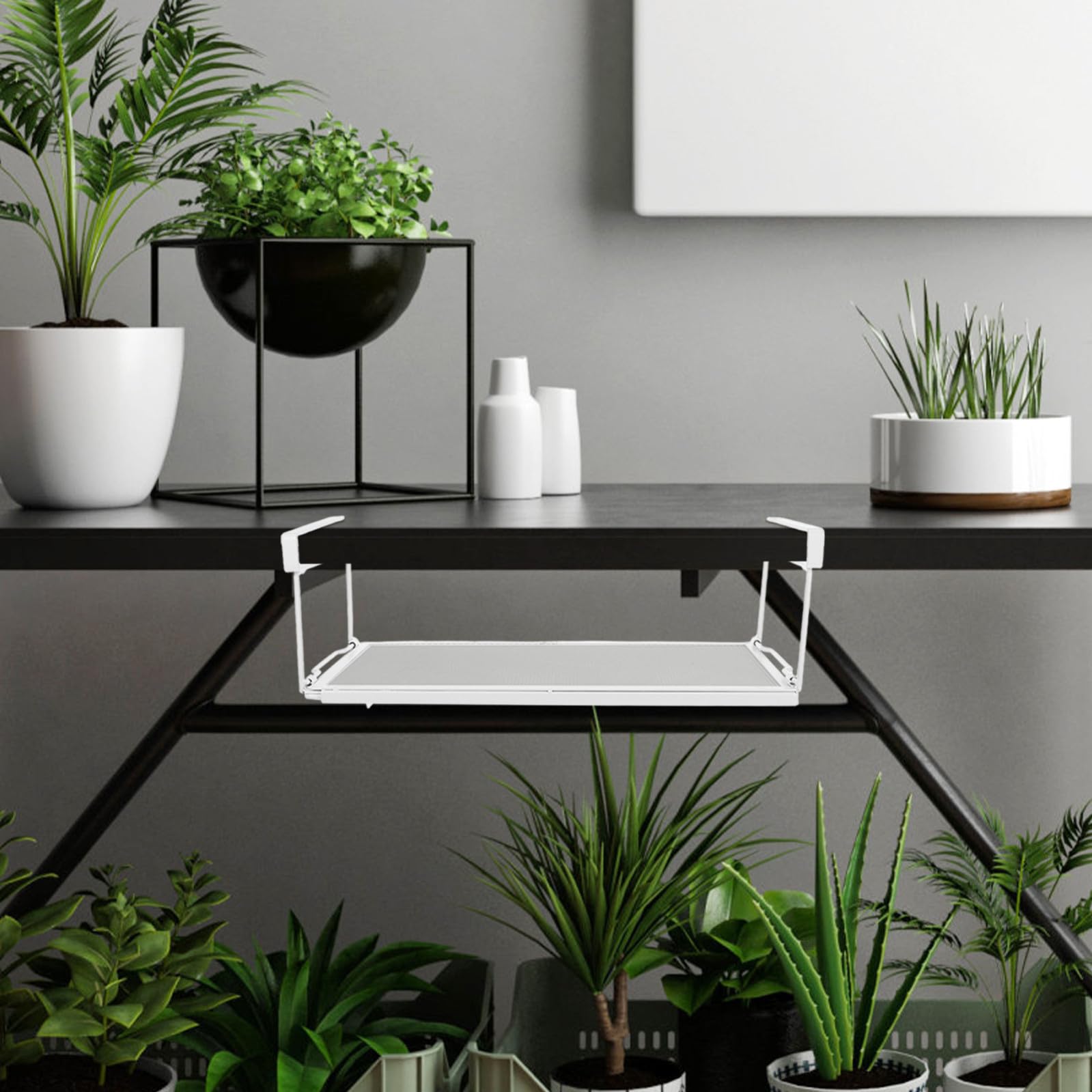 SHINEOFI Organizzatore Sottolavello Cucina in Acciaio al Carbonio Bianco, Cestino Estraibile Salvaspazio Versatile per Dispensa e Cucine Professionali