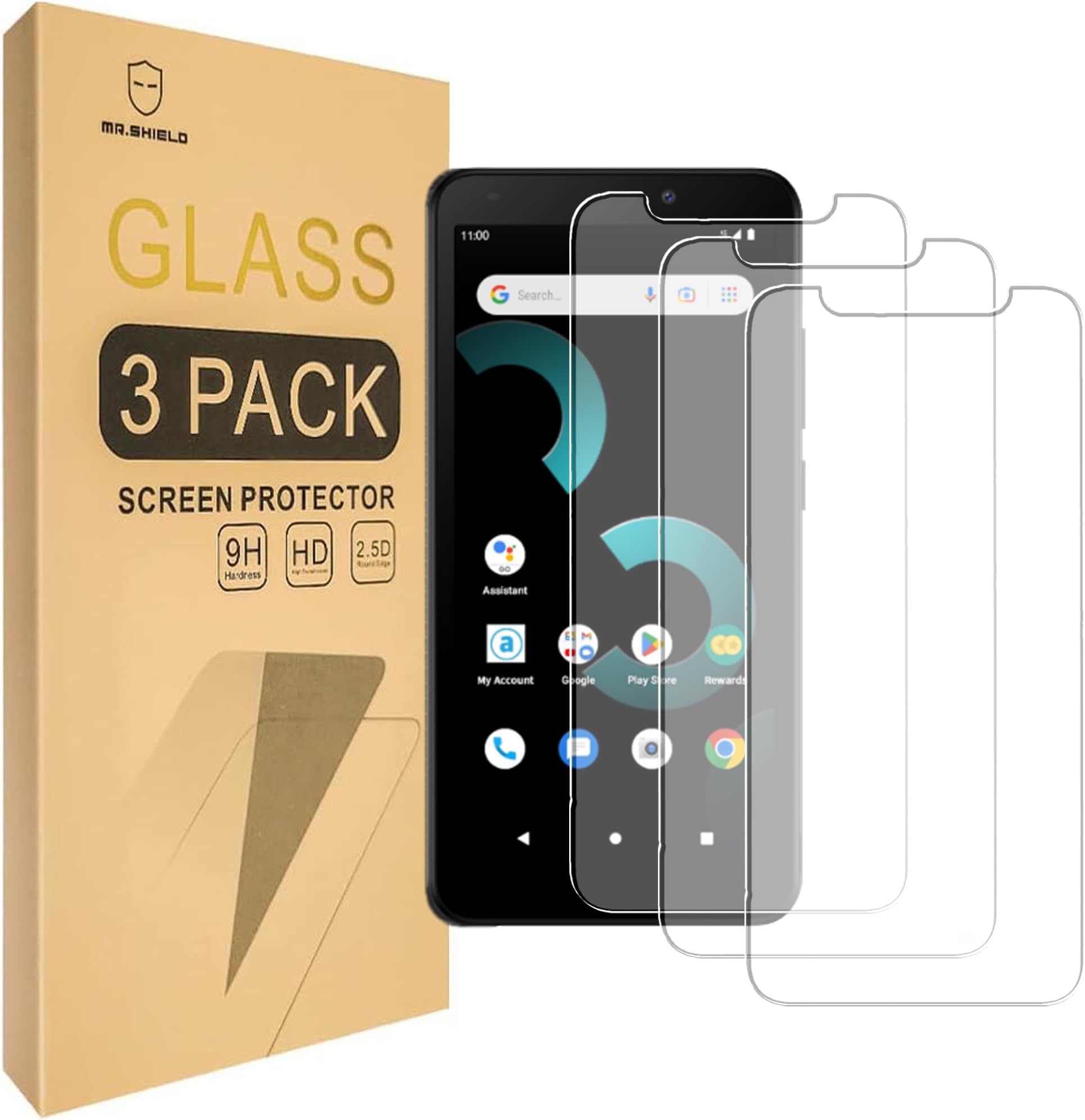 (3 Pack) for Ans Koobee K100 SL004T Screen Protector Tempered Glass，Case Friendly [9H Hardness][High definition Anti Scratch ]