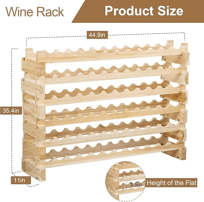 Estante de vino modular de madera para 72 botellas, 6 niveles miniatura 2